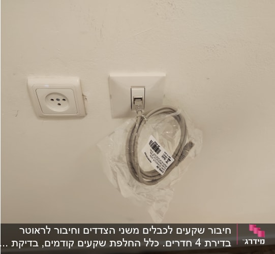 שקע רשת וכבל תקשורת על קיר